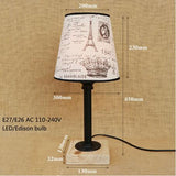 Vintage design retro black bedside steam punk fabric lampshade table lamp