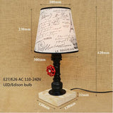Vintage design retro black bedside steam punk fabric lampshade table lamp