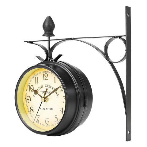 Charminer Double Sided Round Wall Mount Station Clock