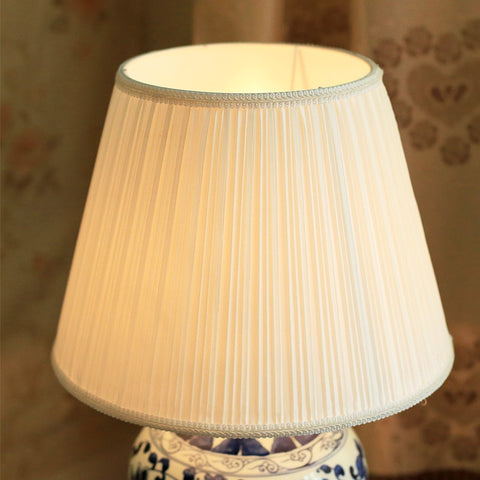 White color E27 fabric lampshade lamp cover for ceramic table lamps