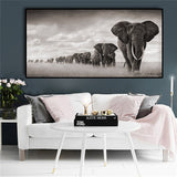Black Africa Elephants Wild Animals Canvas Painting Scandinavia Posters