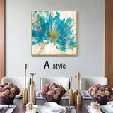 Gold Blue Butterfly Acrylic Painting on Canvas