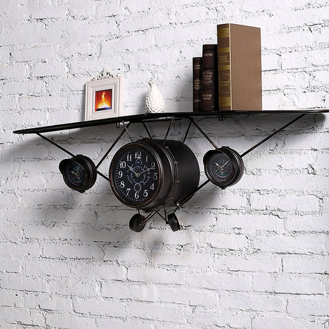 Retro Aircraft Model Creative Wall Clock